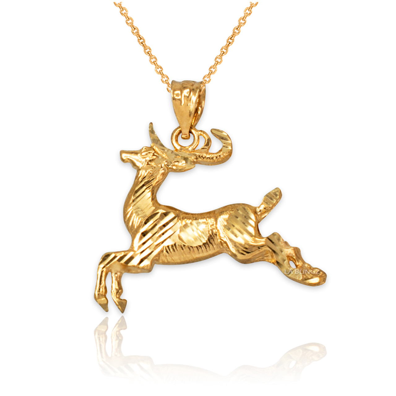 Yellow Gold Deer Pendant Necklace