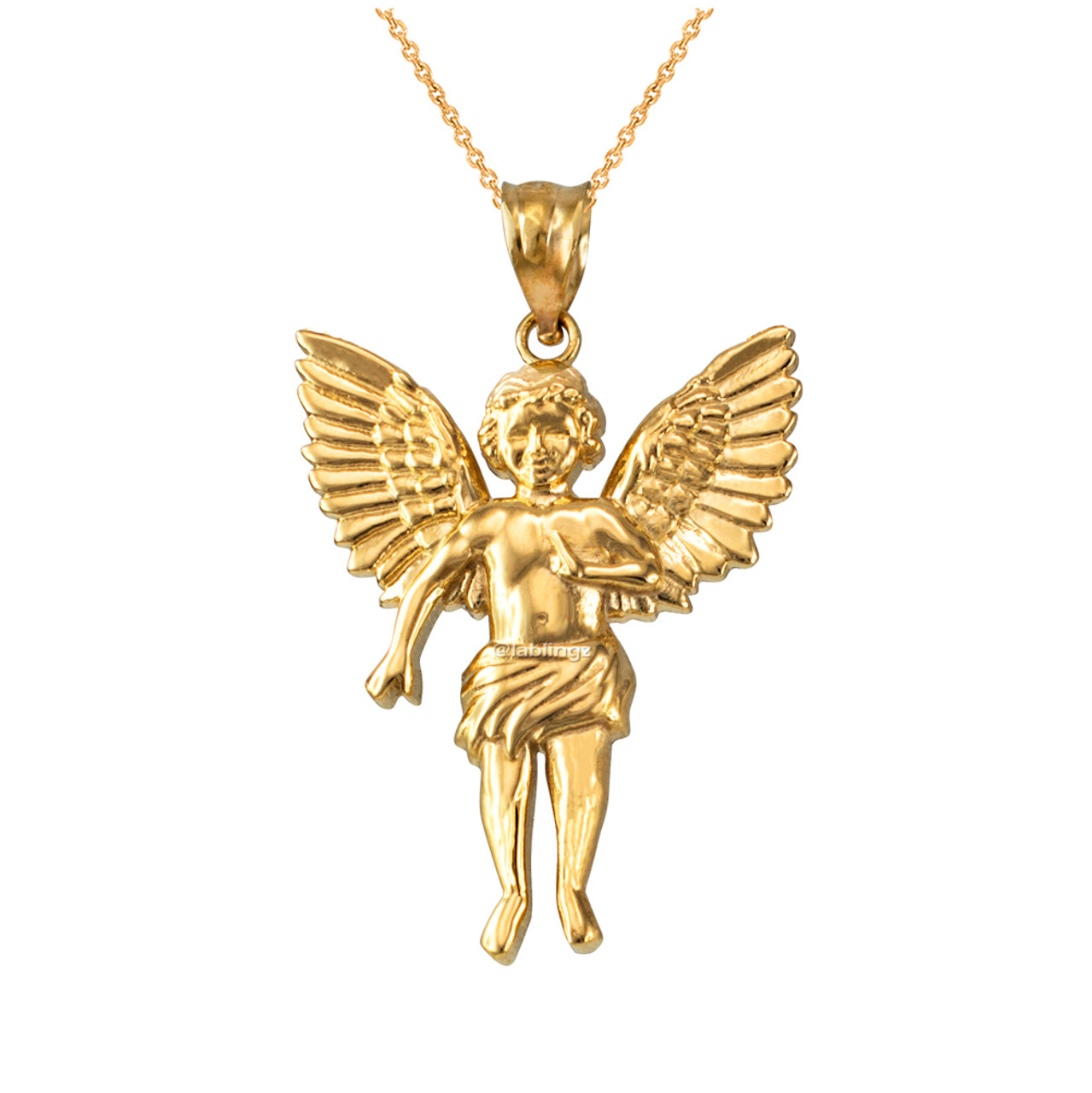 White gold store guardian angel pendant