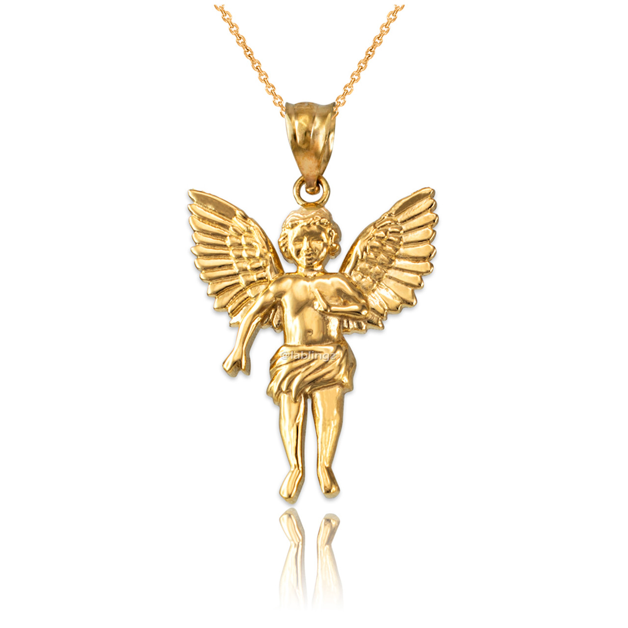 Guardian Angel Wing Pendant Necklace 14k Gold Necklaces for Women