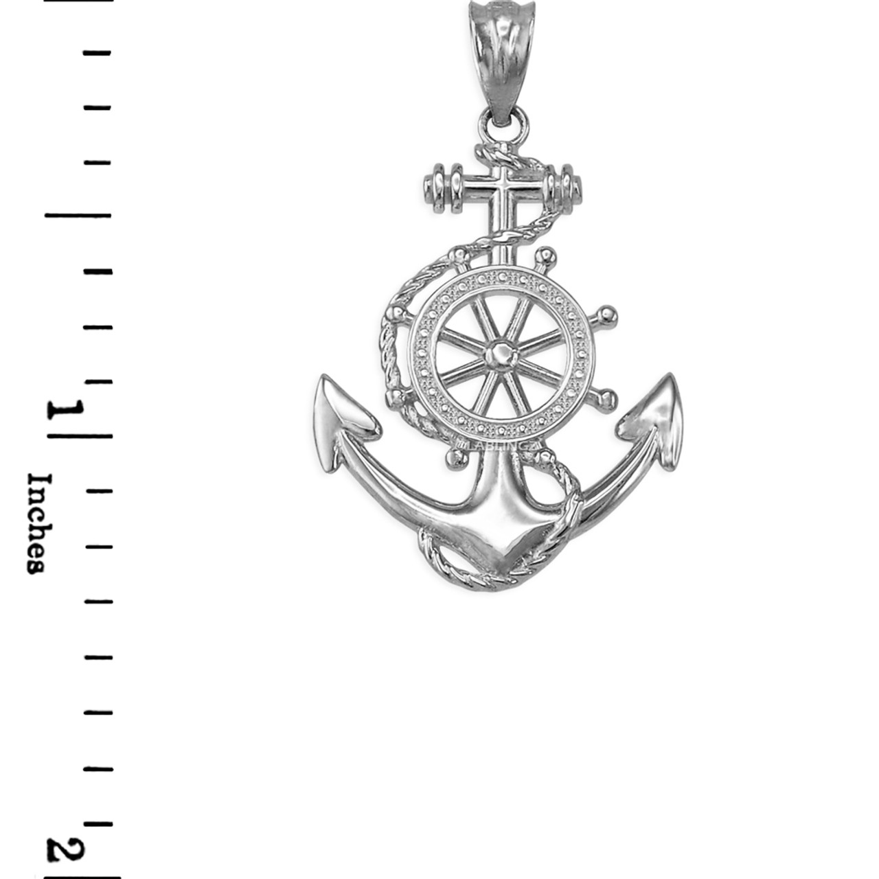 Sterling and Sapphire Anchor Necklace - Small