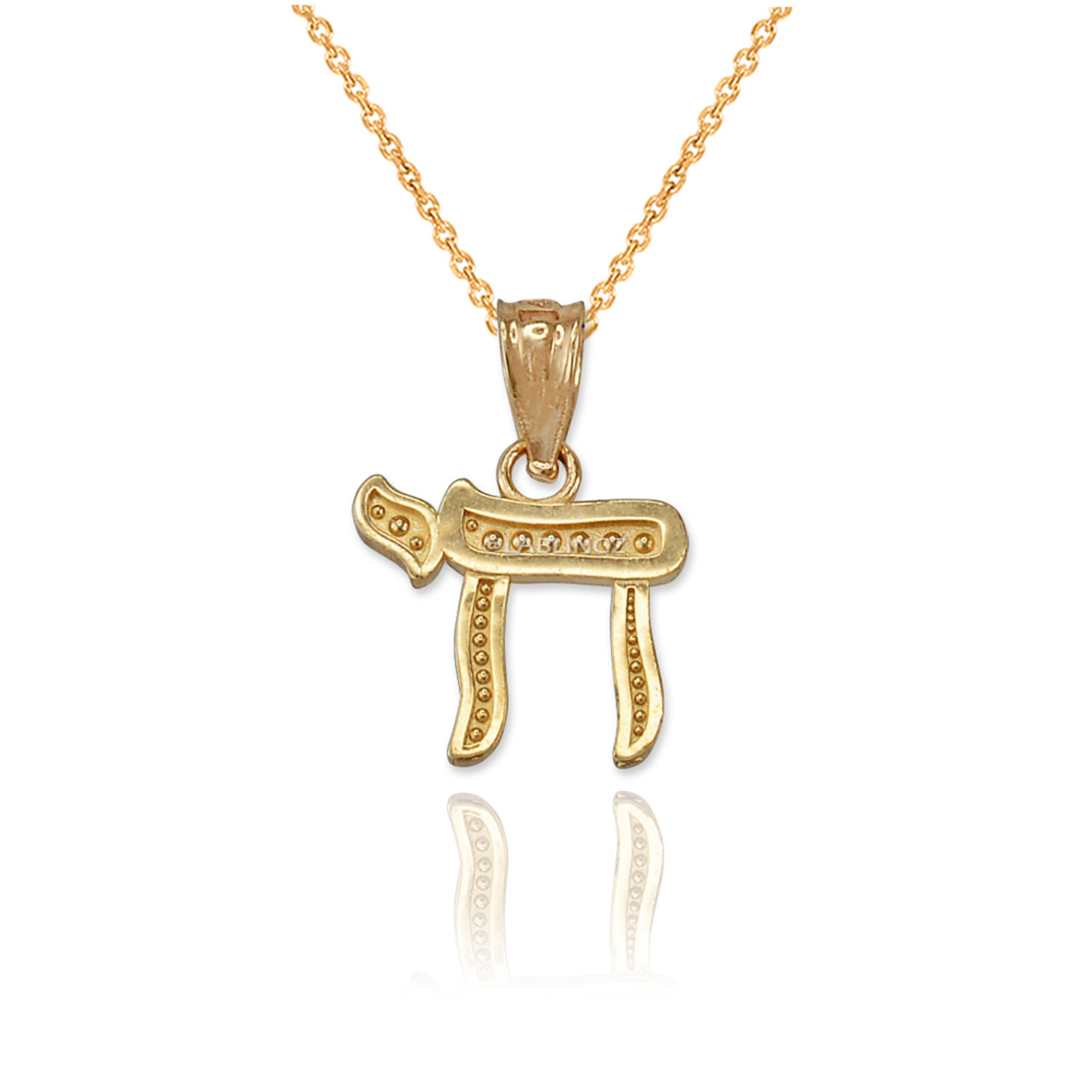 Yellow Gold Jewish Chai Charm Necklace