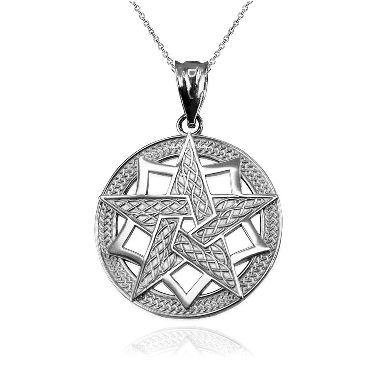 Ladytree Sterling Silver 925 Pentagram Necklaces Seal of Solomon Pendant  with Wax Cord Black Rope, 28+2 inches | Amazon.com