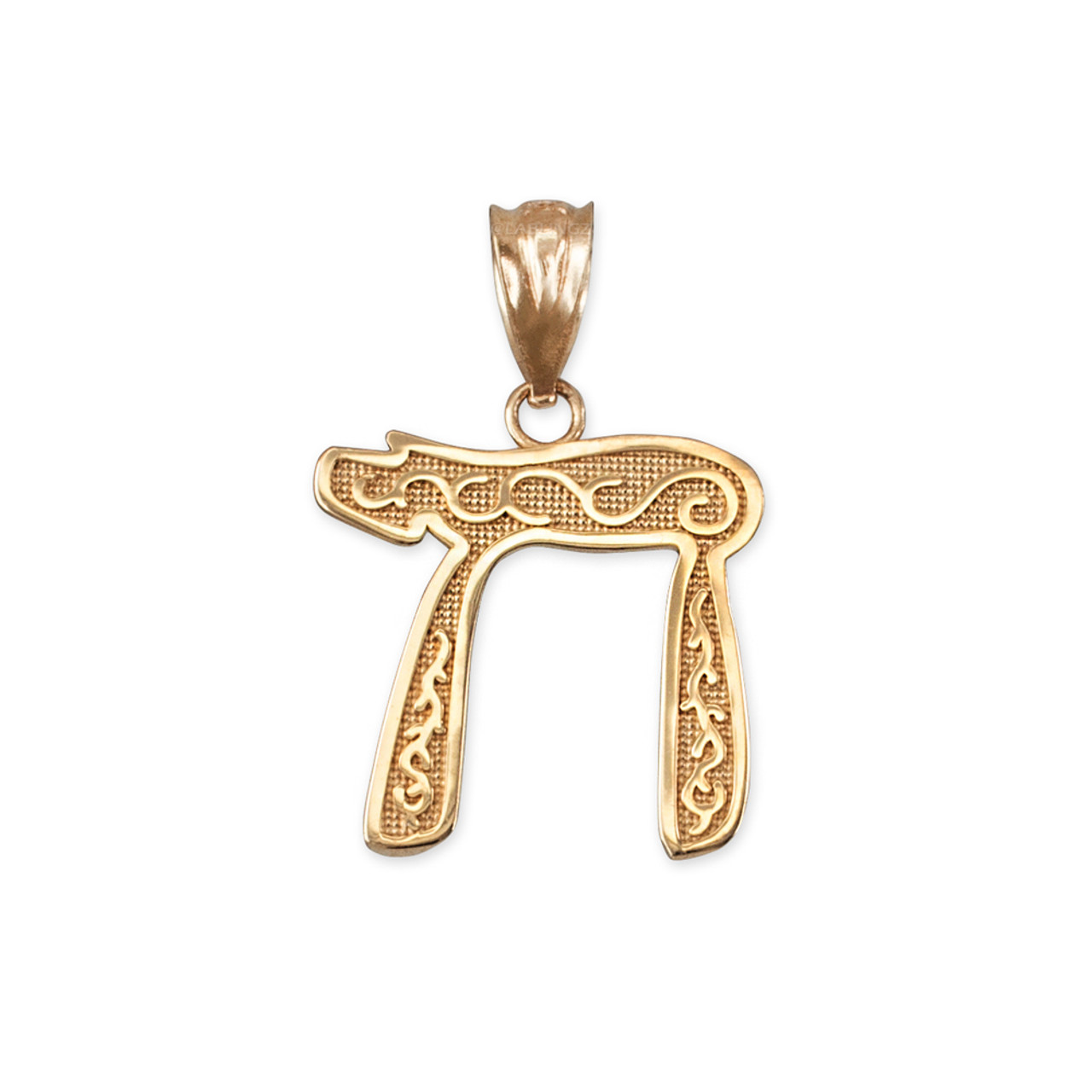 Yellow Gold Jewish Chai Pendant Necklace