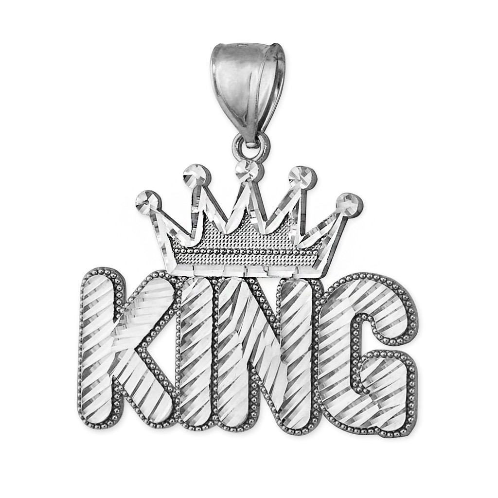 Sterling Silver Crown King Mens Hip-Hop DC Pendant