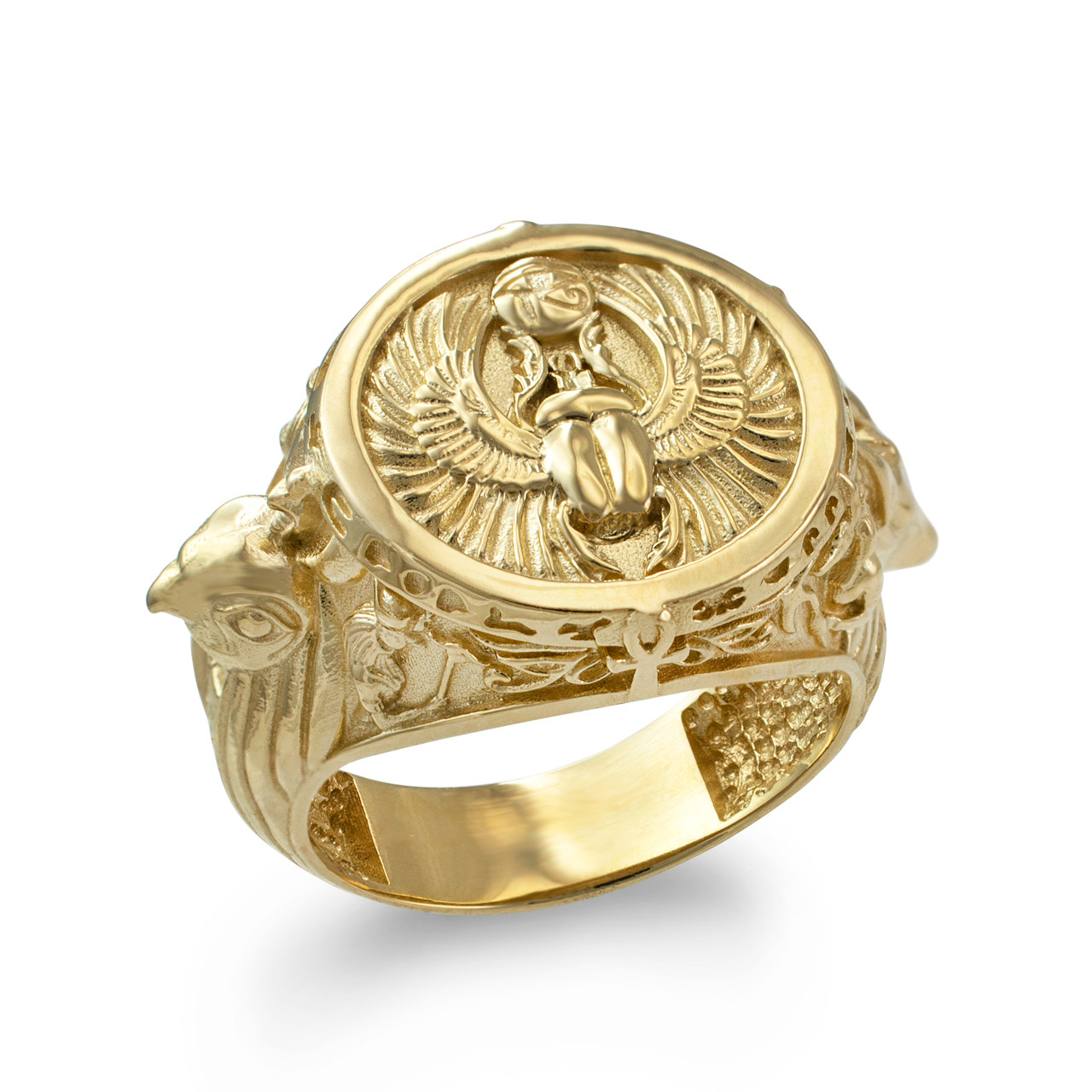 Sale - Vintage Scarab Ring - 10k Yellow Gold Genuine Carved Tiger's Ey – MJV