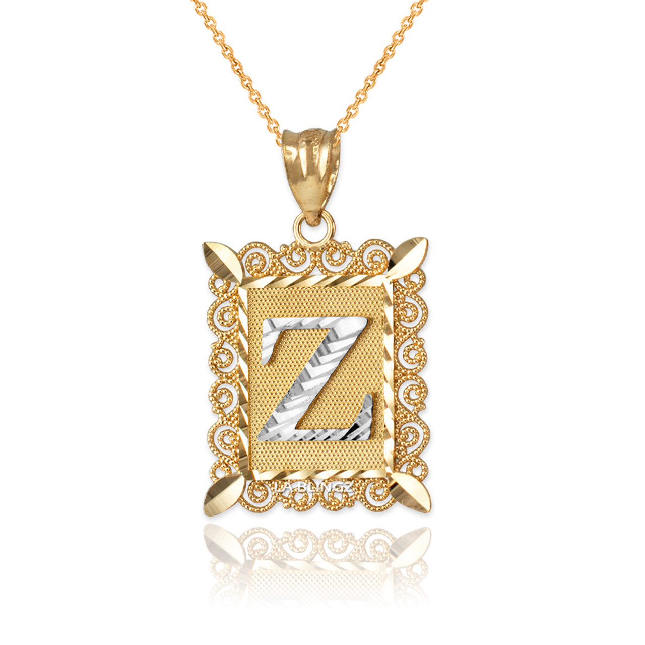 Gold Plated CZ Clover Pendant Necklace Reversible Dual Color 