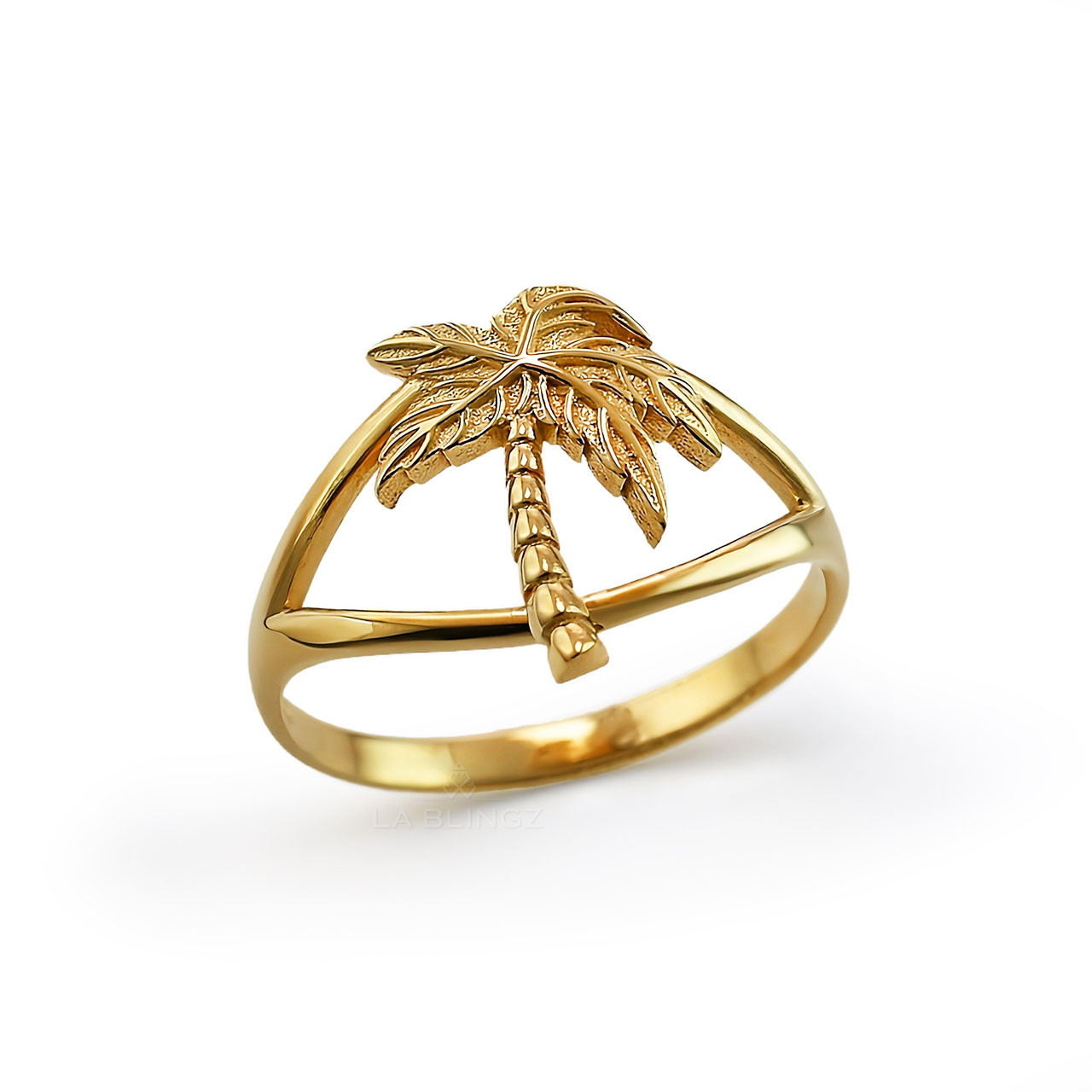 La BLINGZ Women's 10K/14K Yellow Gold Palm Tree Ring - 0.52"/0.08" - GoldLA BLINGZ