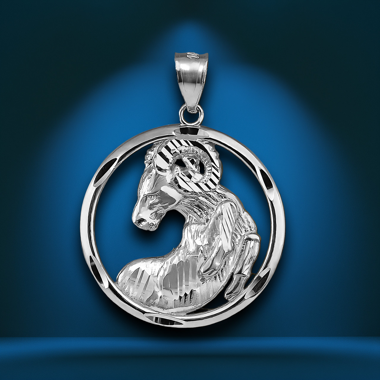 Aries Zodiac Sterling Silver Ram Pendant Necklace | Astrology Jewelry