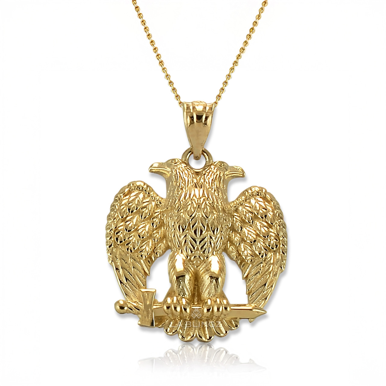 アクセサリー EAGLE HEAD PENDANT 18K GOLD ACCENT Gold Eagle Head Pendant, Indian Chief Eagle Head Necklace