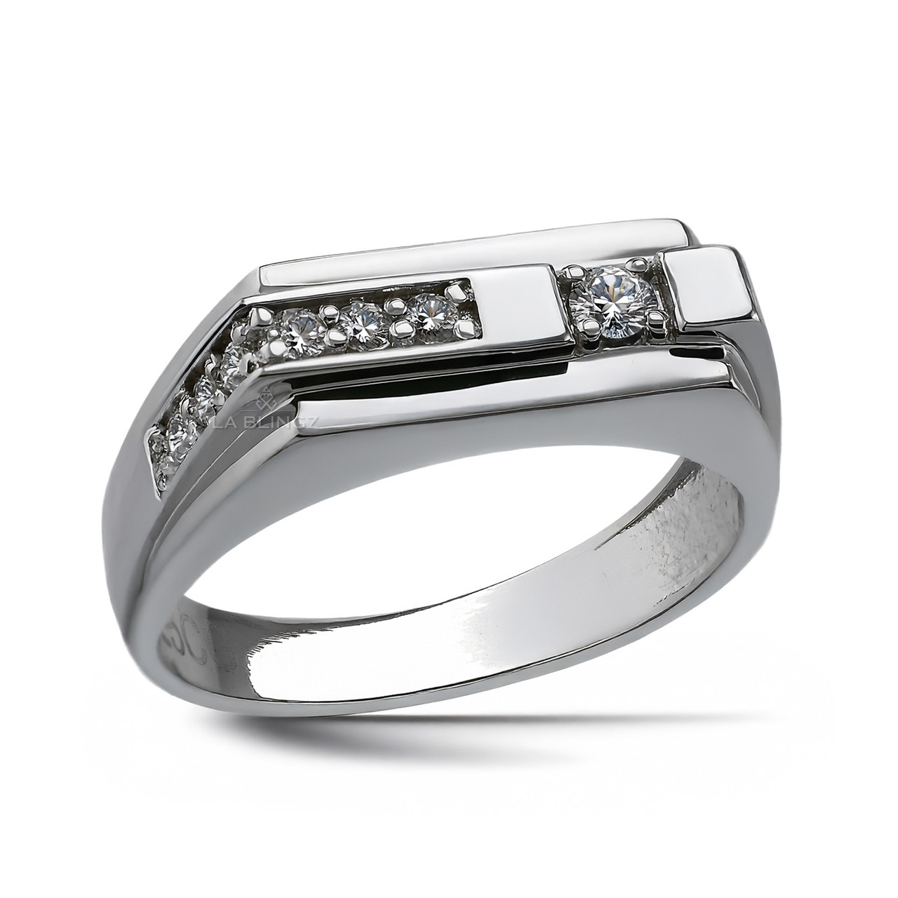 men's diamond band, sterling silver men's ring, geometric diamond