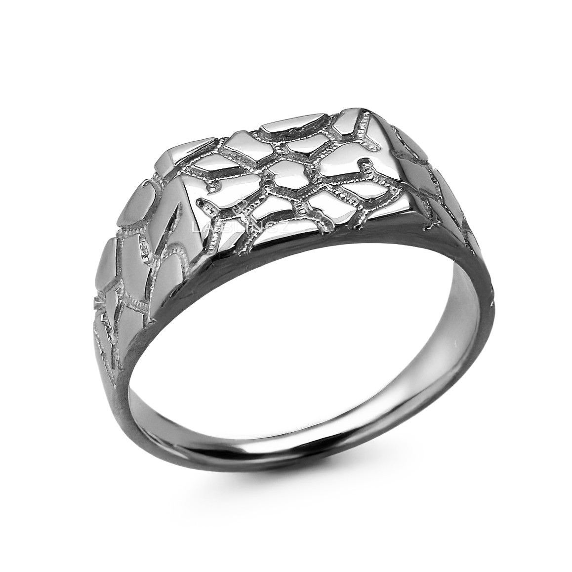 Sterling Silver Nugget Ring – Rectangle Polished Pinky Ring for Unisex