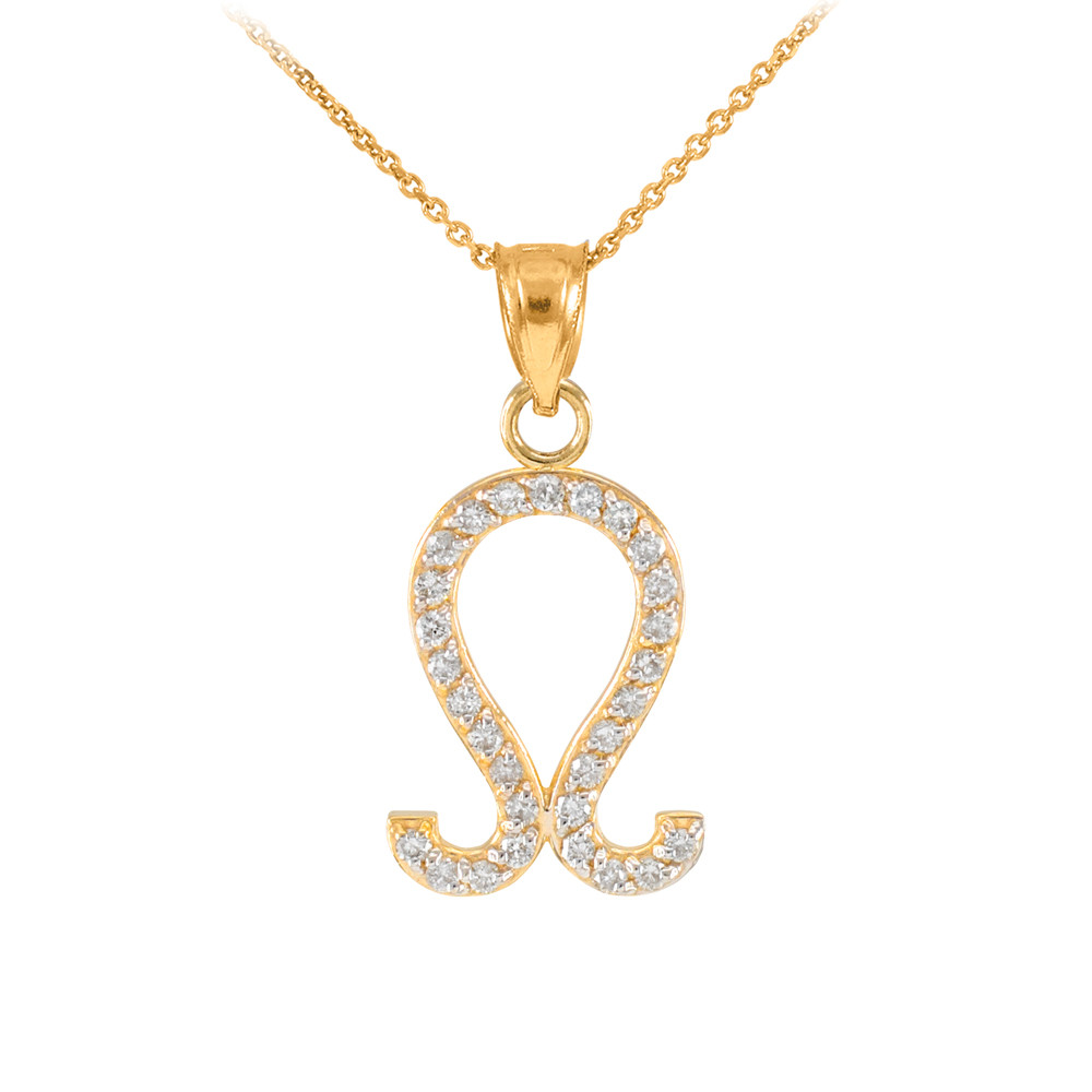 14K Gold Leo Zodiac Sign Diamond Pendant Necklace