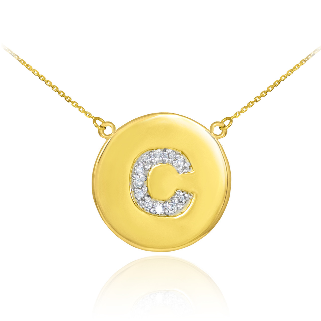 Letter C Gold Pendant with Chain For Kids