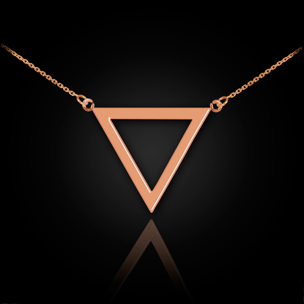 14K Polished Rose Gold Triangle Necklace