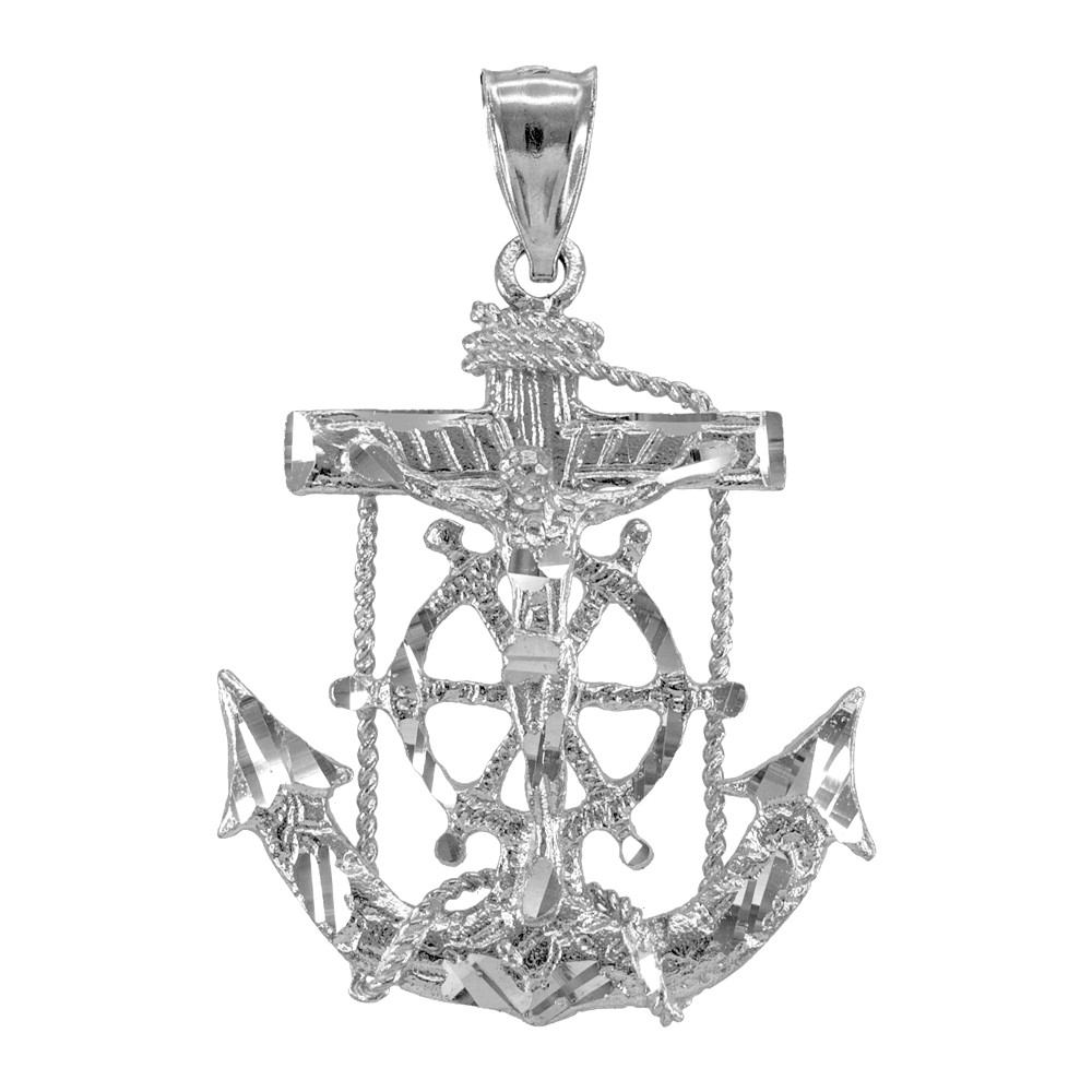 925 Sterling Silver Mariner Crucifix Cross Anchor Pendant | Silver ...