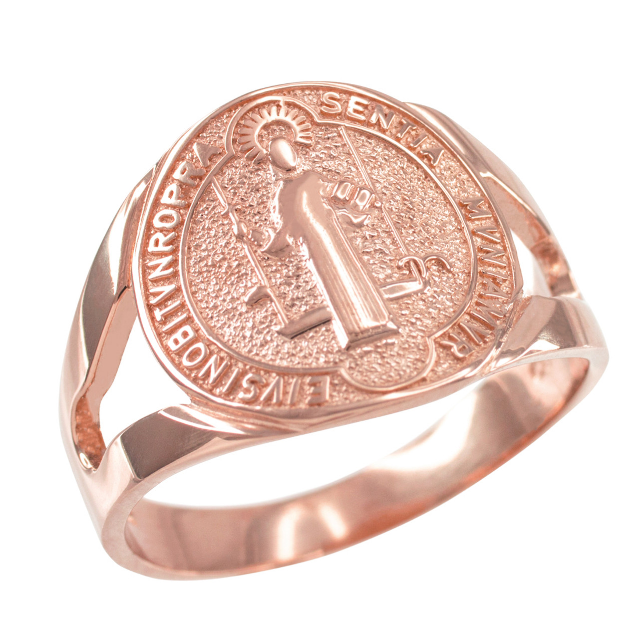 Rose Gold Saint Benedict Medallion Ring