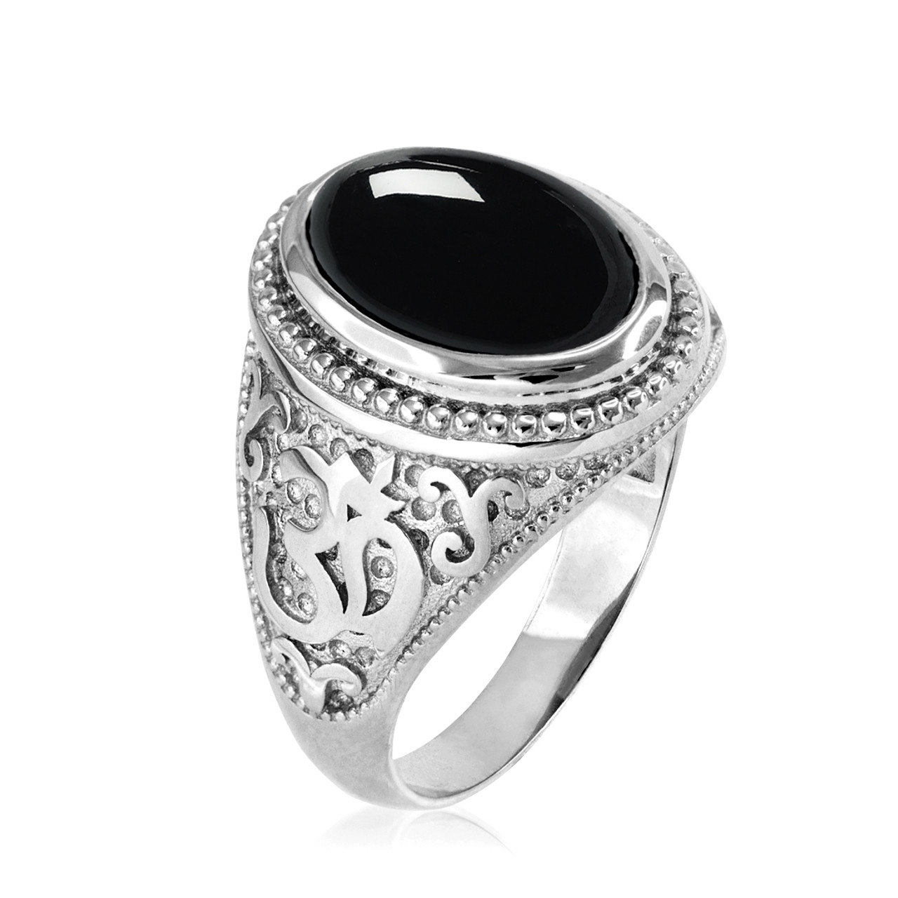Noctis Moss Agate Black Onyx Ring (White Gold) – Azura New York