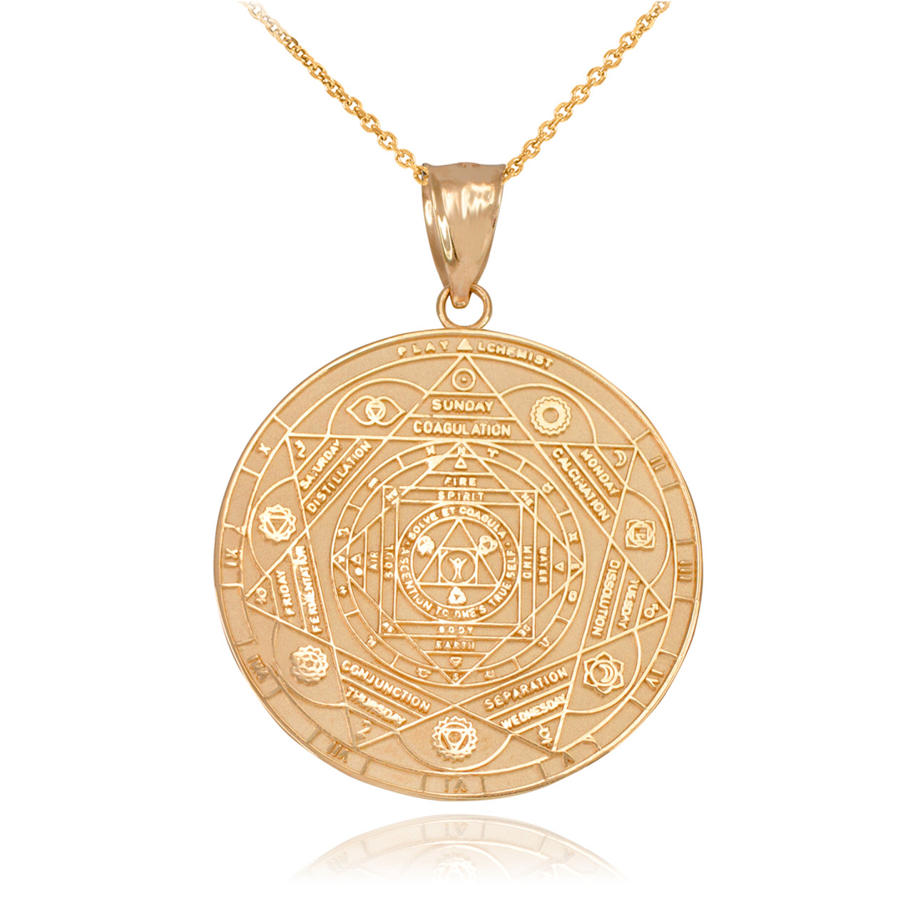 Gold 7 Chakra Yoga Calendar Medallion Necklace