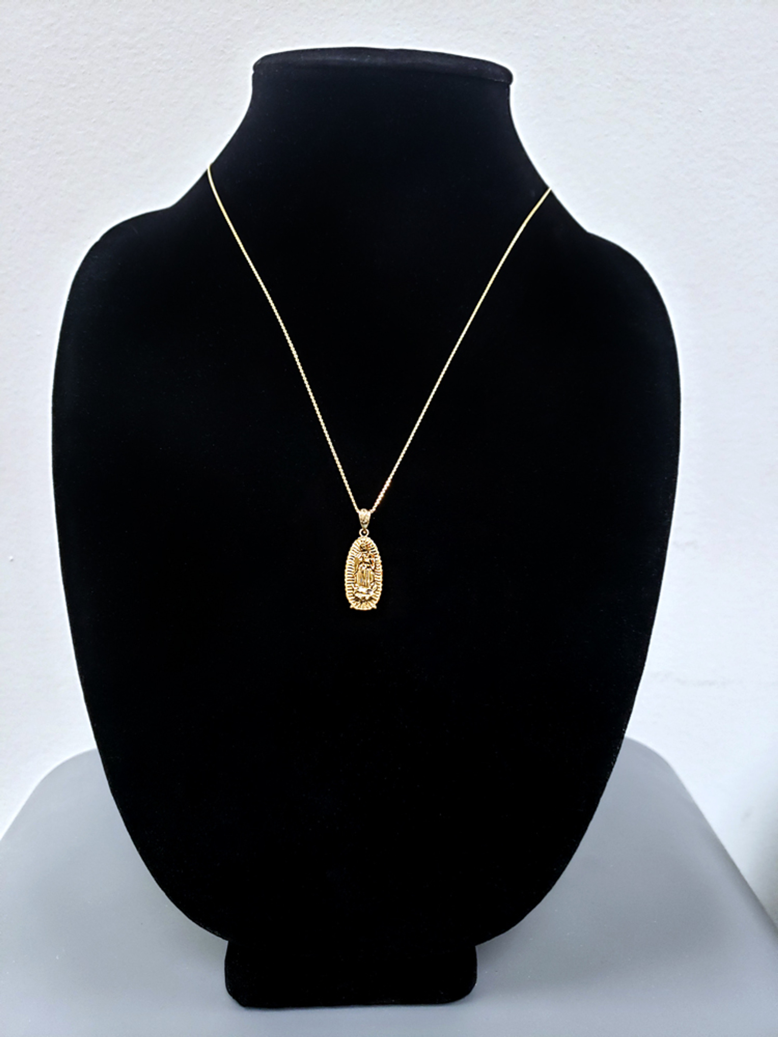 Yellow Gold Virgin Mary Pendant Necklace