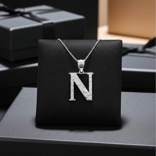 Sterling Silver Nugget Initial Letter Pendant Necklace