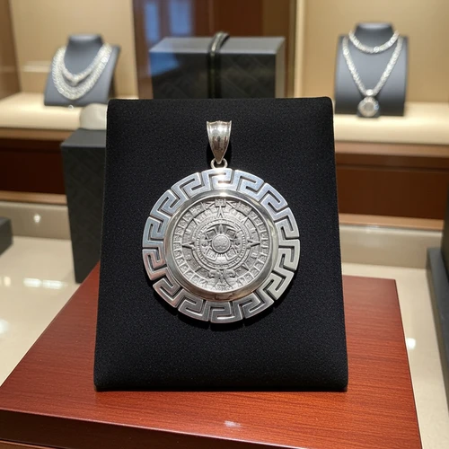 Sterling Silver Aztec Mayan Sun Calendar Pendant