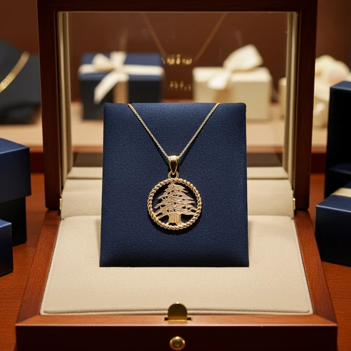 Lebanese Cedar Tree Gold Pendant Necklace