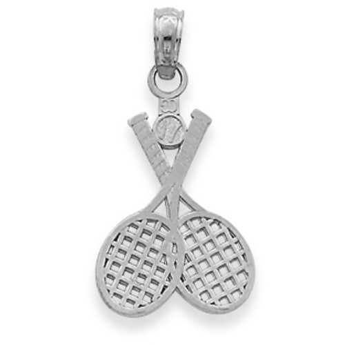 White Gold Tennis Rackets Charm