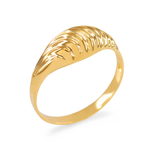 Yellow Gold Domed Ribbed Ring