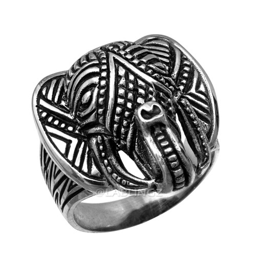 Sterling Silver Elephant Head Statement Ring