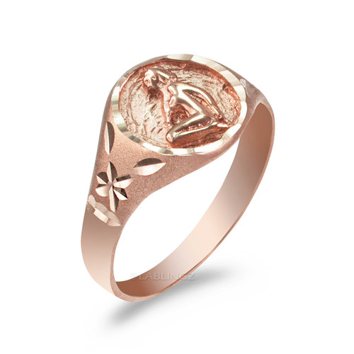 Rose Gold Virgo Satin DC Band Ladies Zodiac Ring