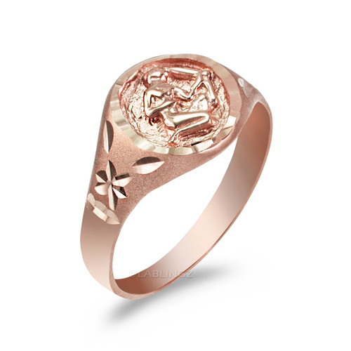 Rose Gold Sagittarius Satin DC Band Ladies Zodiac Ring