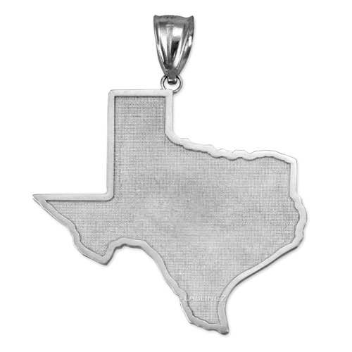 White Gold Mens Large Texas State Map Pendant