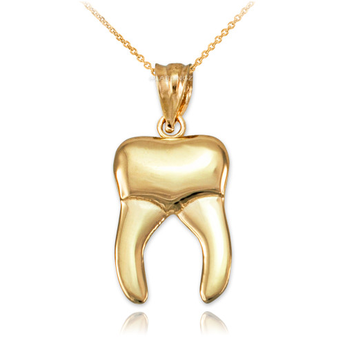 Polished Gold Molar Tooth Dental Charm Necklace