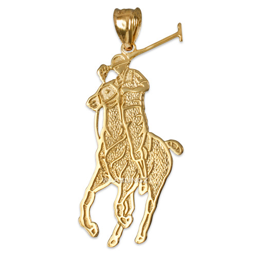 Yellow Gold Polo Horse Rider Charm Pendant