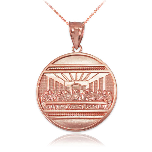 Rose Gold Last Supper Medallion Pendant Necklace