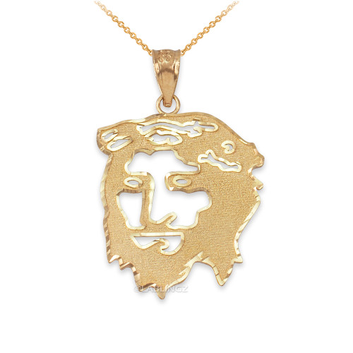 Yellow Gold  Jesus Face DC Charm Necklace.