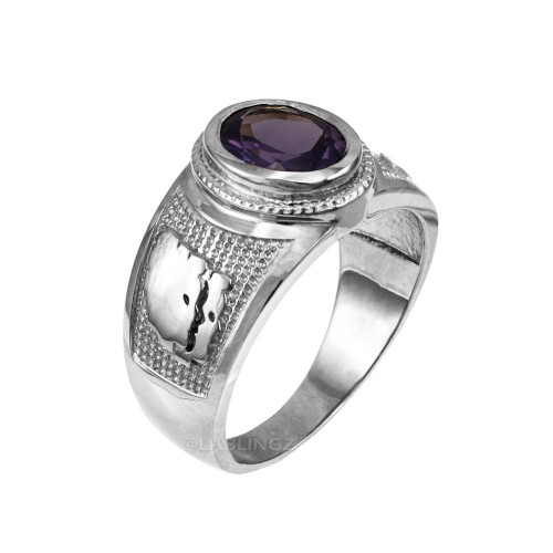 Gemini zodiac ring in white gold