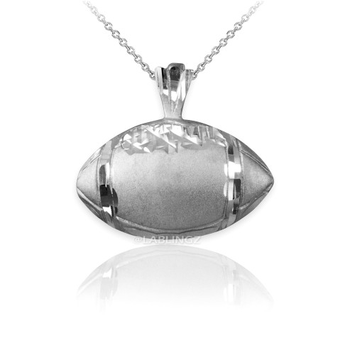 White Gold Satin DC American Football  Pendant Necklace