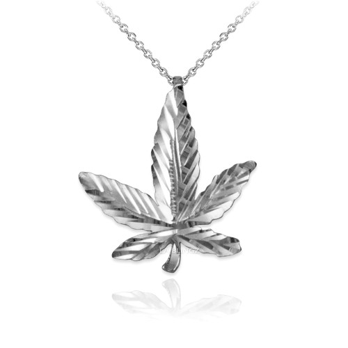 Sterling Silver Marijuana Leaf Cannabis DC Charm Necklace