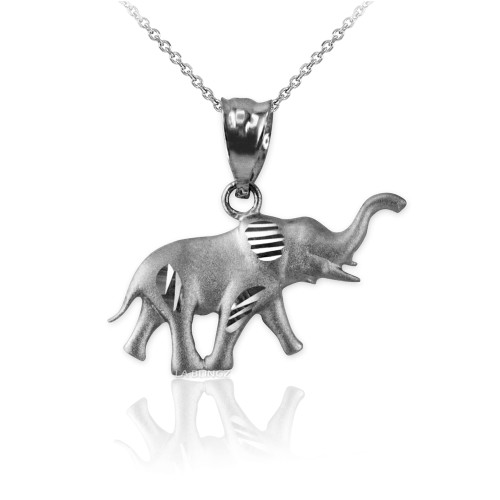 Satin DC White Gold Elephant Charm Necklace