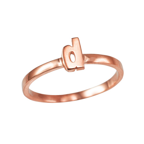 Polished Rose Gold Initial Letter D Stackable Ring