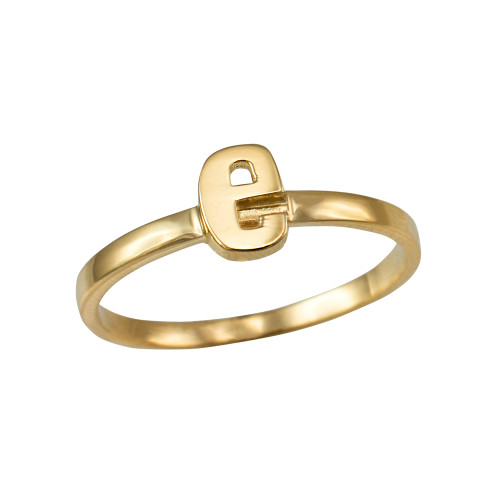 Polished Yellow Gold Initial Letter E Stackable Ring