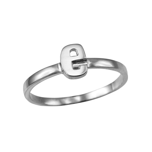 Sterling Silver Initial Letter E Stackable Ring