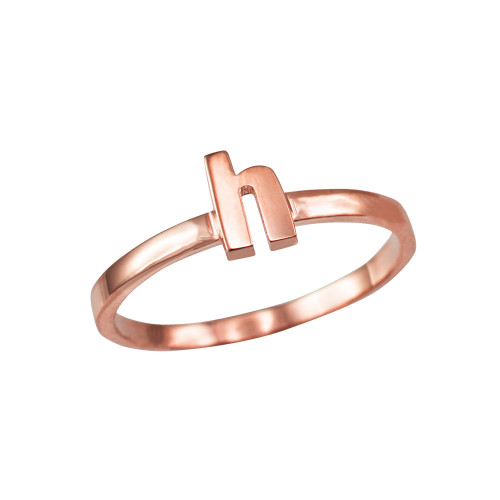 Polished Rose Gold Initial Letter H Stackable Ring