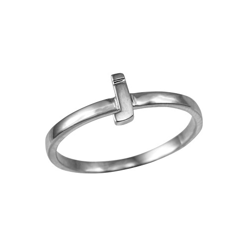 Polished White Gold Initial Letter J Stackable Ring