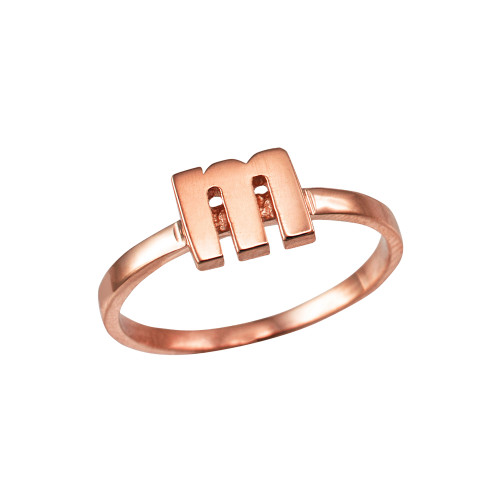 Polished Rose Gold Initial Letter M Stackable Ring