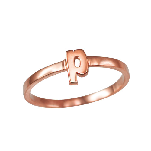 Polished Rose Gold Initial Letter P Stackable Ring