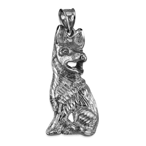 Solid Sterling Silver German Shepherd K-9 Dog Mens DC Pendant