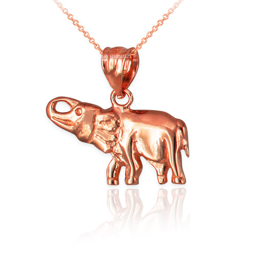 Polished Rose Gold Elephant Charm Necklace