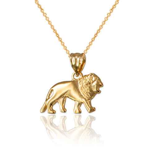 Yellow Gold Tiny Lion Charm Necklace